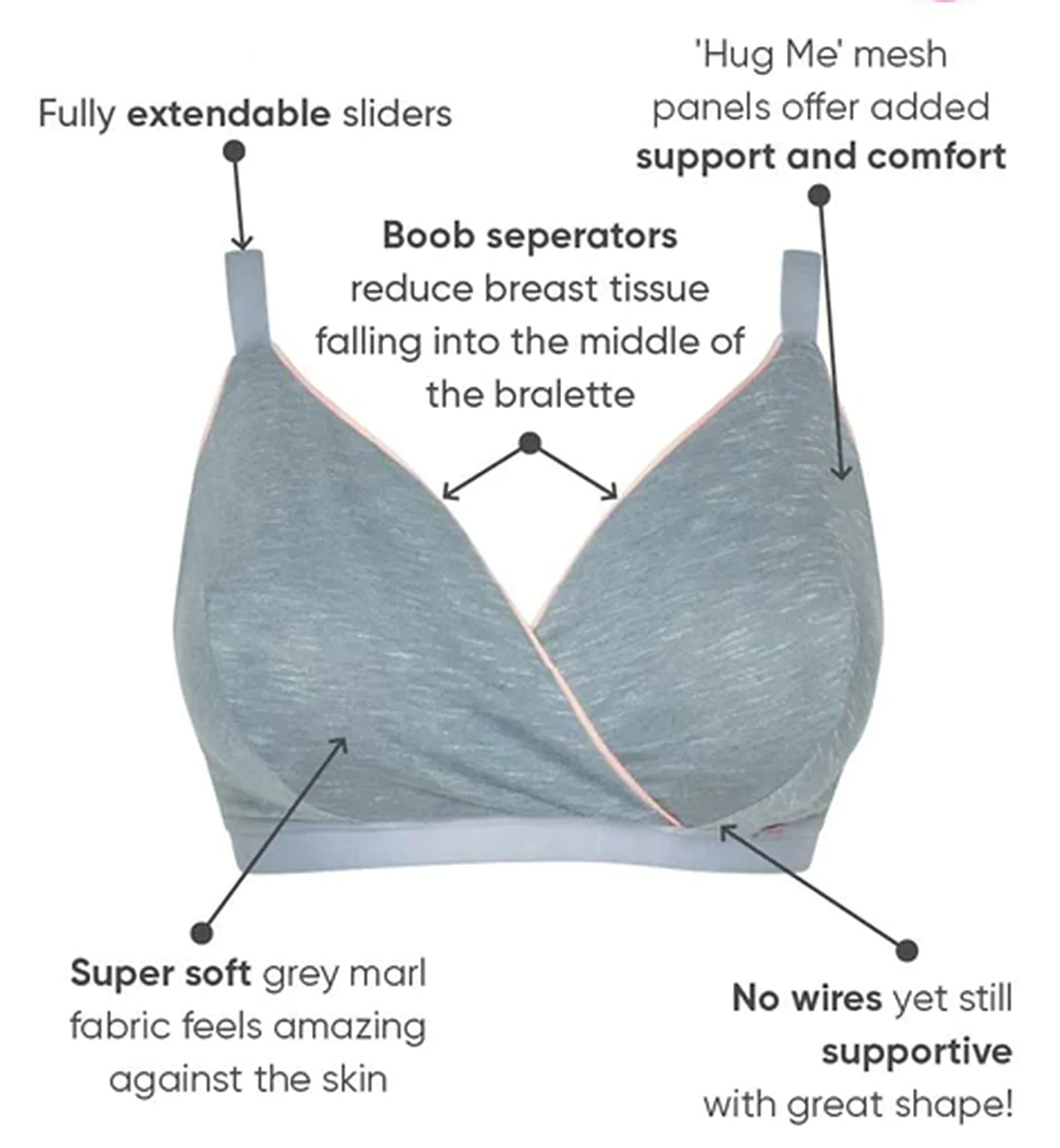 Curvy Kate In My Dreams Sleep Bralette (CK021110) - Grey/Peach