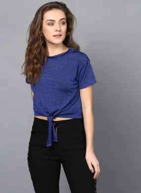 Dark Blue Box Fit Top with Front Knot