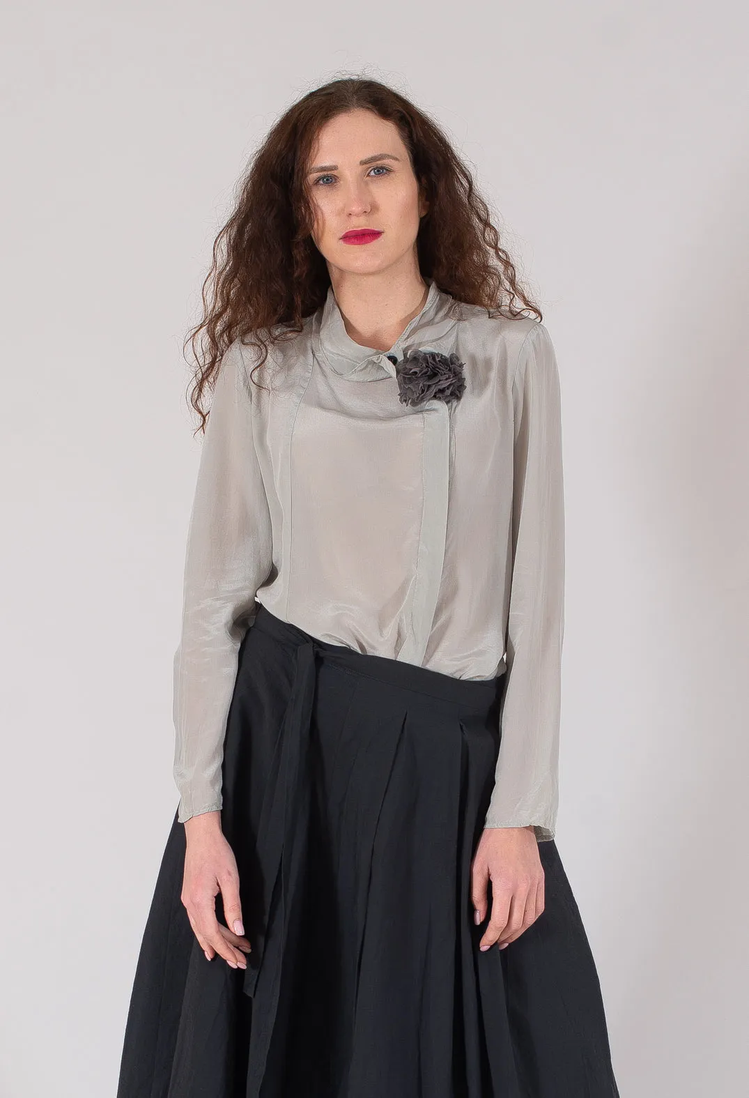 Deneb Silk Shirt in Grey