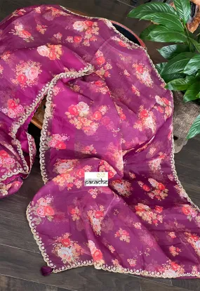 Designer Organza Floral - Purple