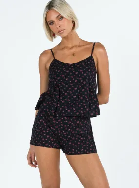 Deva Floral Playsuit Black Multi