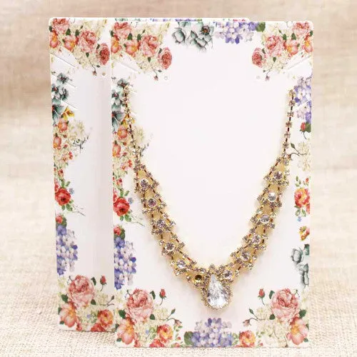 Display Cards, Earrings And Necklace, Paper, Square, Pink, Purple, Floral, 63.5x51mm