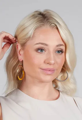 Double Twisted Hoop Earrings in Grey Multicolour