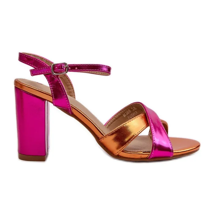 Eco Leather Heeled Sandals Fuchsia Abilica pink