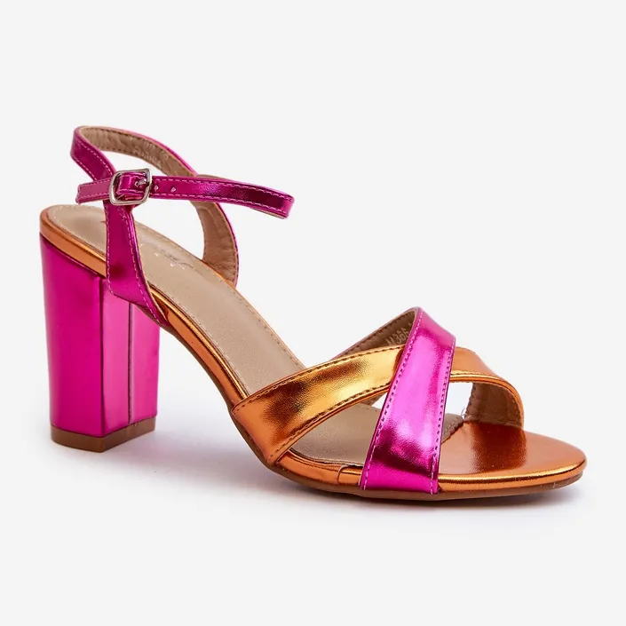 Eco Leather Heeled Sandals Fuchsia Abilica pink