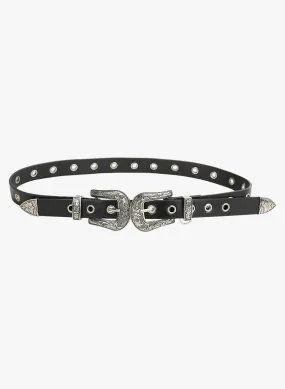 Edelweiss Chain Embellished Black Belt