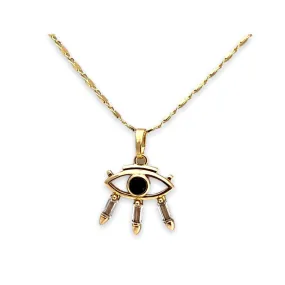 Evil eye dark blue stone center pendant necklace in 18k of gold plated