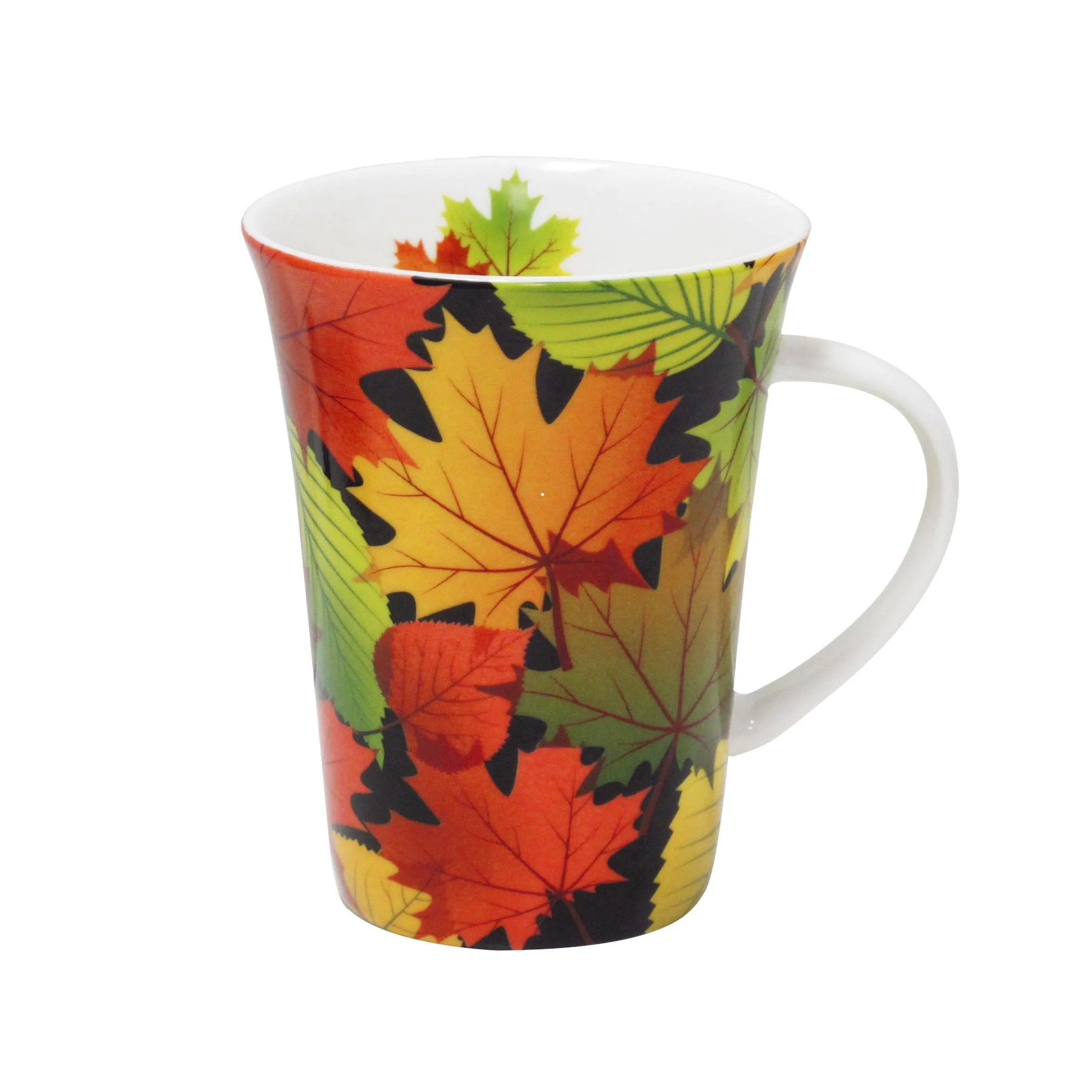 Fall Leaves Black Porcelain Mug