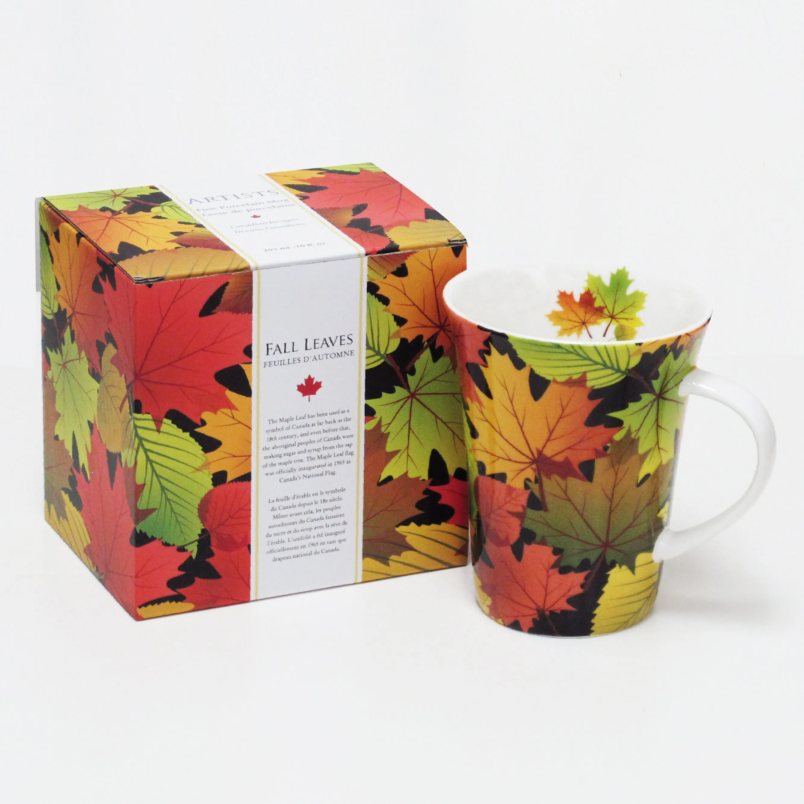 Fall Leaves Black Porcelain Mug