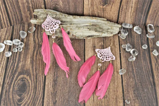 Feather Earrings (pink)