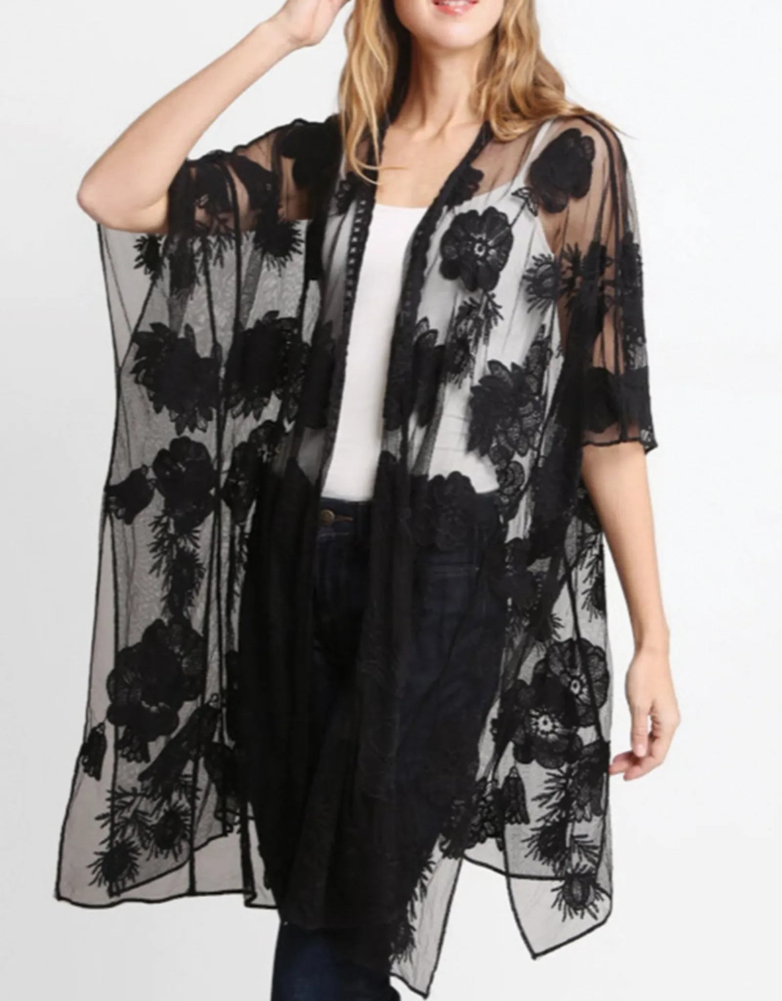   Floral Lace Cover Up - Black