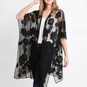   Floral Lace Cover Up - Black