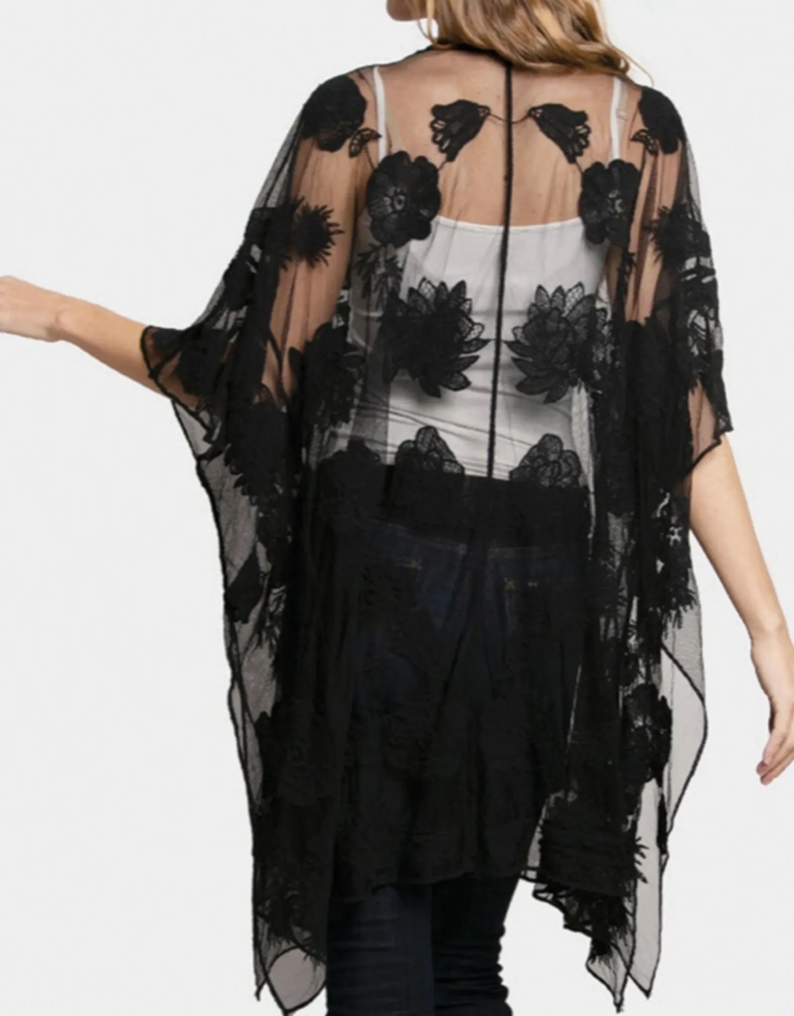   Floral Lace Cover Up - Black