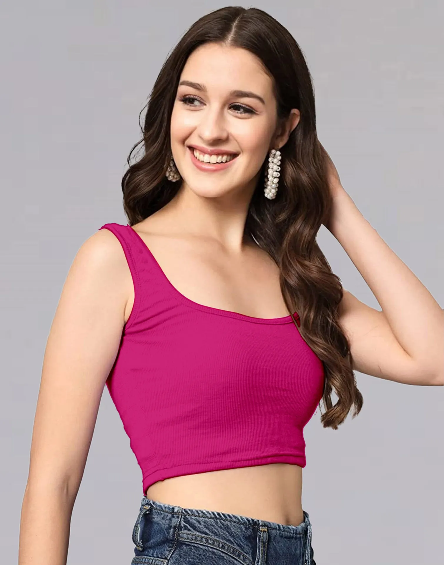 Fuchsia Pink Square Tank Top