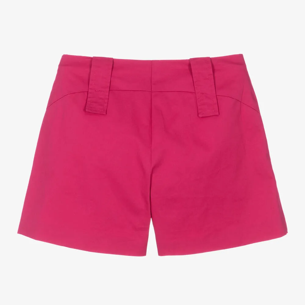 Girls Fuchsia Pink Cotton Shorts