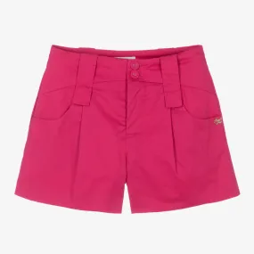 Girls Fuchsia Pink Cotton Shorts