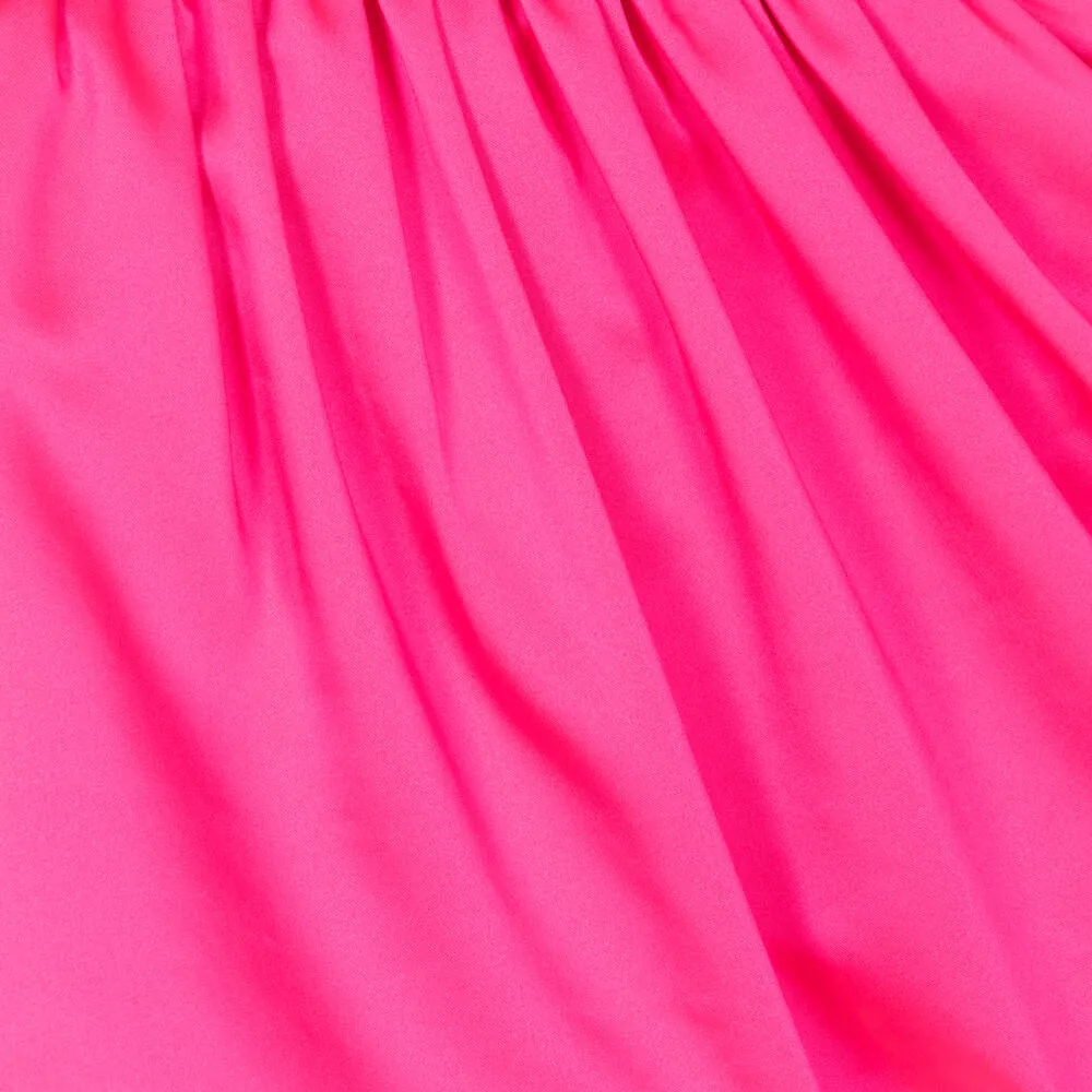 Girls Fuchsia Pink Satin Sash Dress