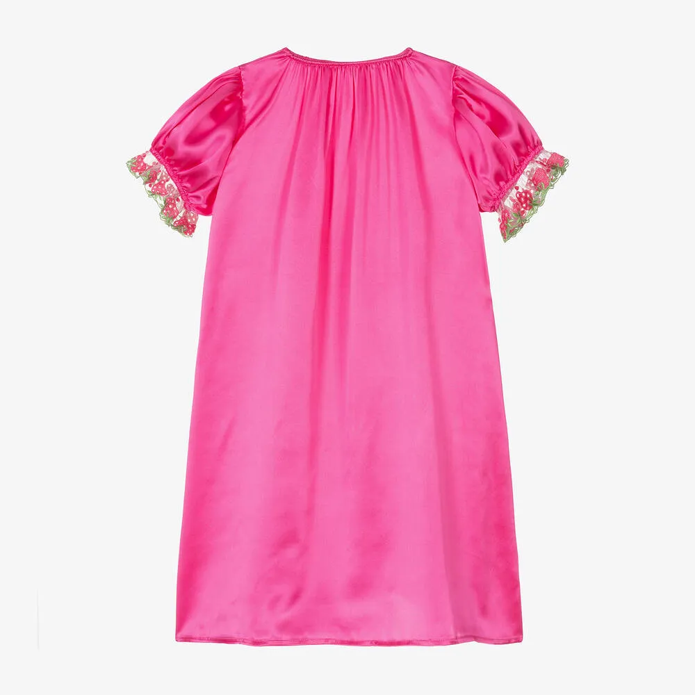 Girls Fuchsia Pink Silk Nightie