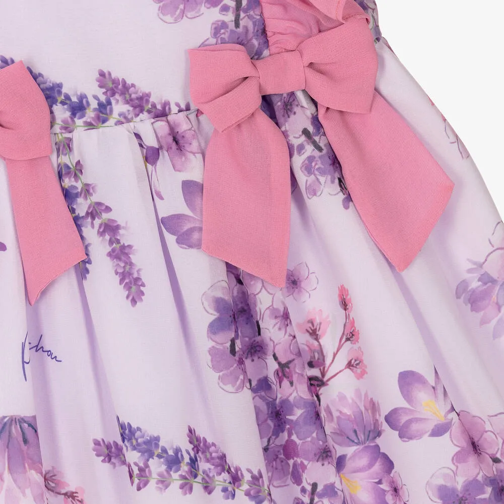 Girls Purple Floral Chiffon Dress