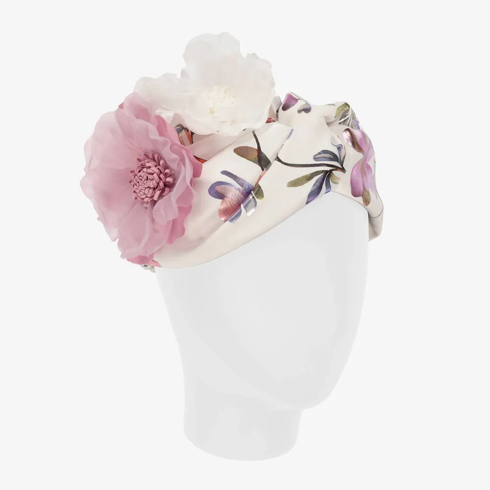 Girls White & Purple Floral Headband