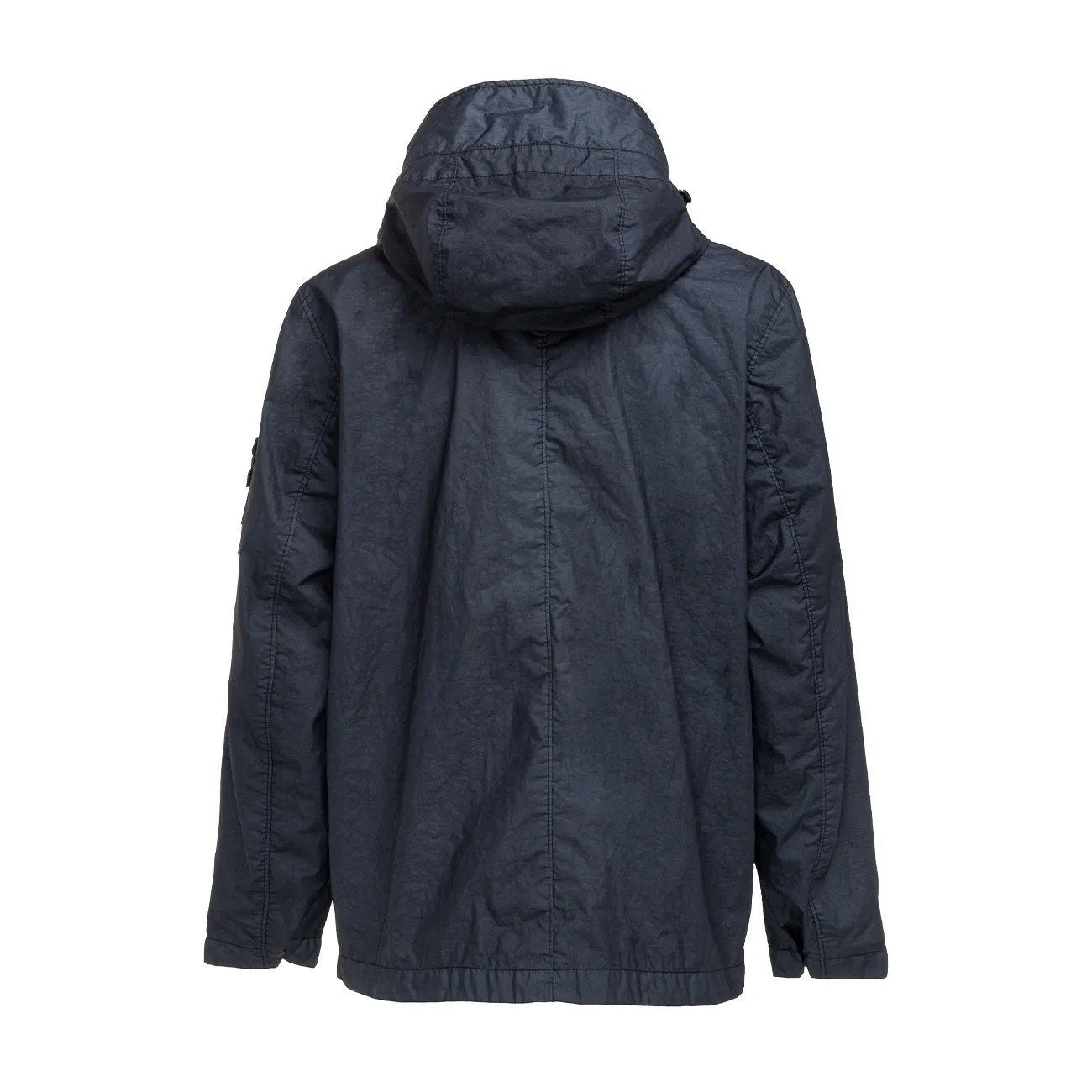 GIUBBINO IMBOTTITO IN NYLON EFFETTO STROPICCIATO CON CAPPUCCIO Uomo Dark Blue