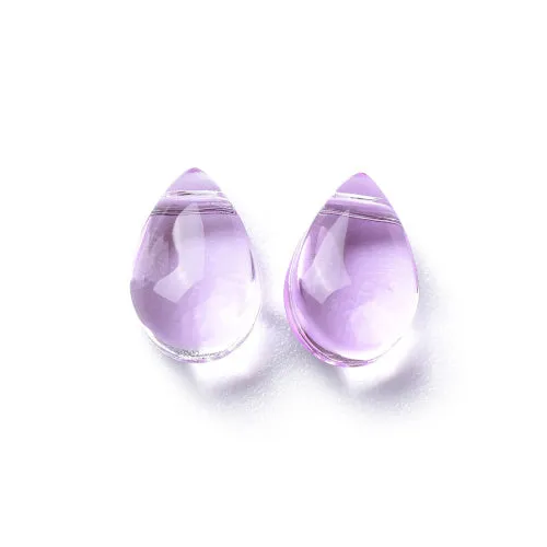 Glass Beads, Teardrop, Transparent, Top-Drilled, Medium Purple, 9mm