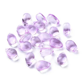 Glass Beads, Teardrop, Transparent, Top-Drilled, Medium Purple, 9mm