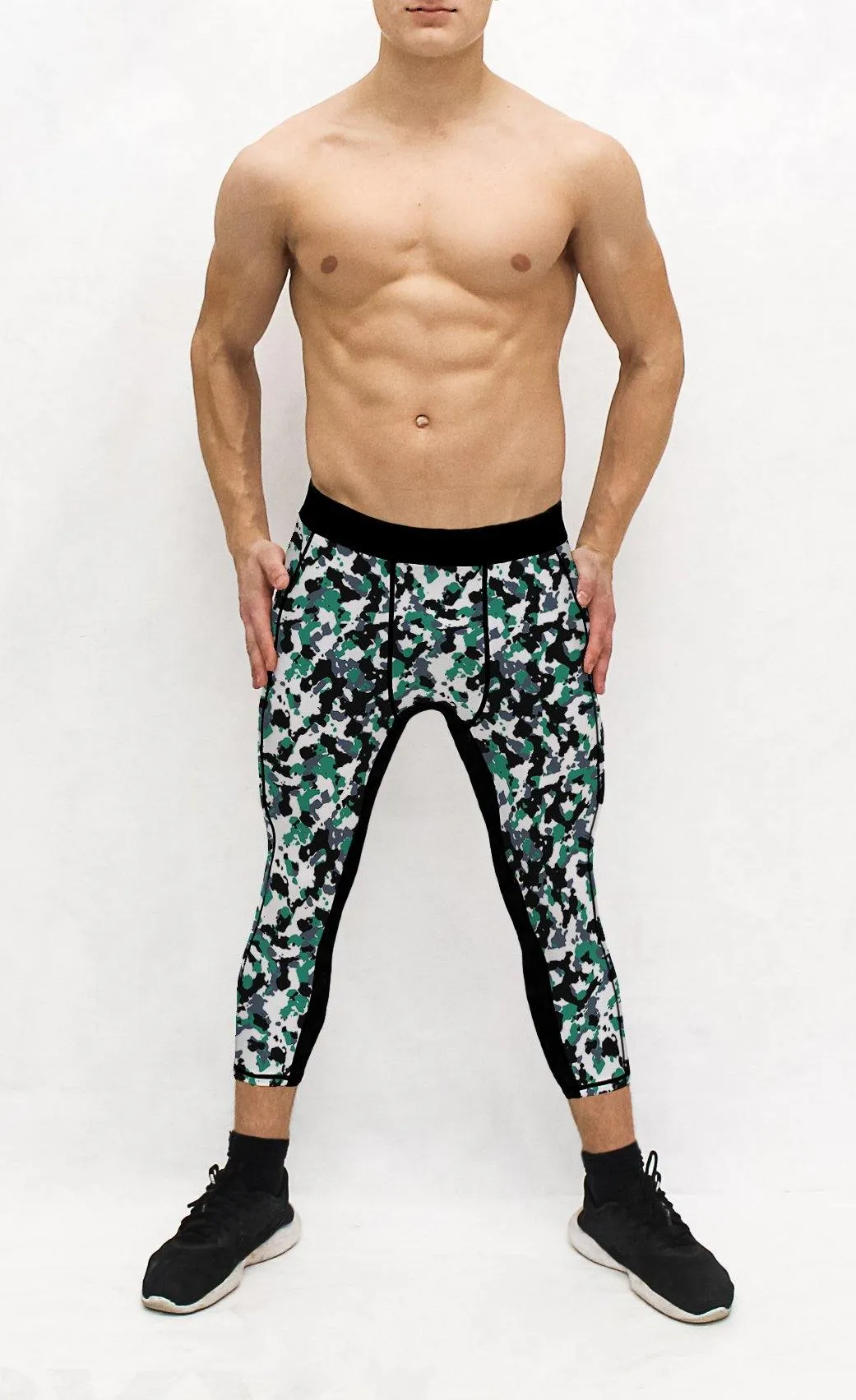 Green White Camo Men's Pocket Tights