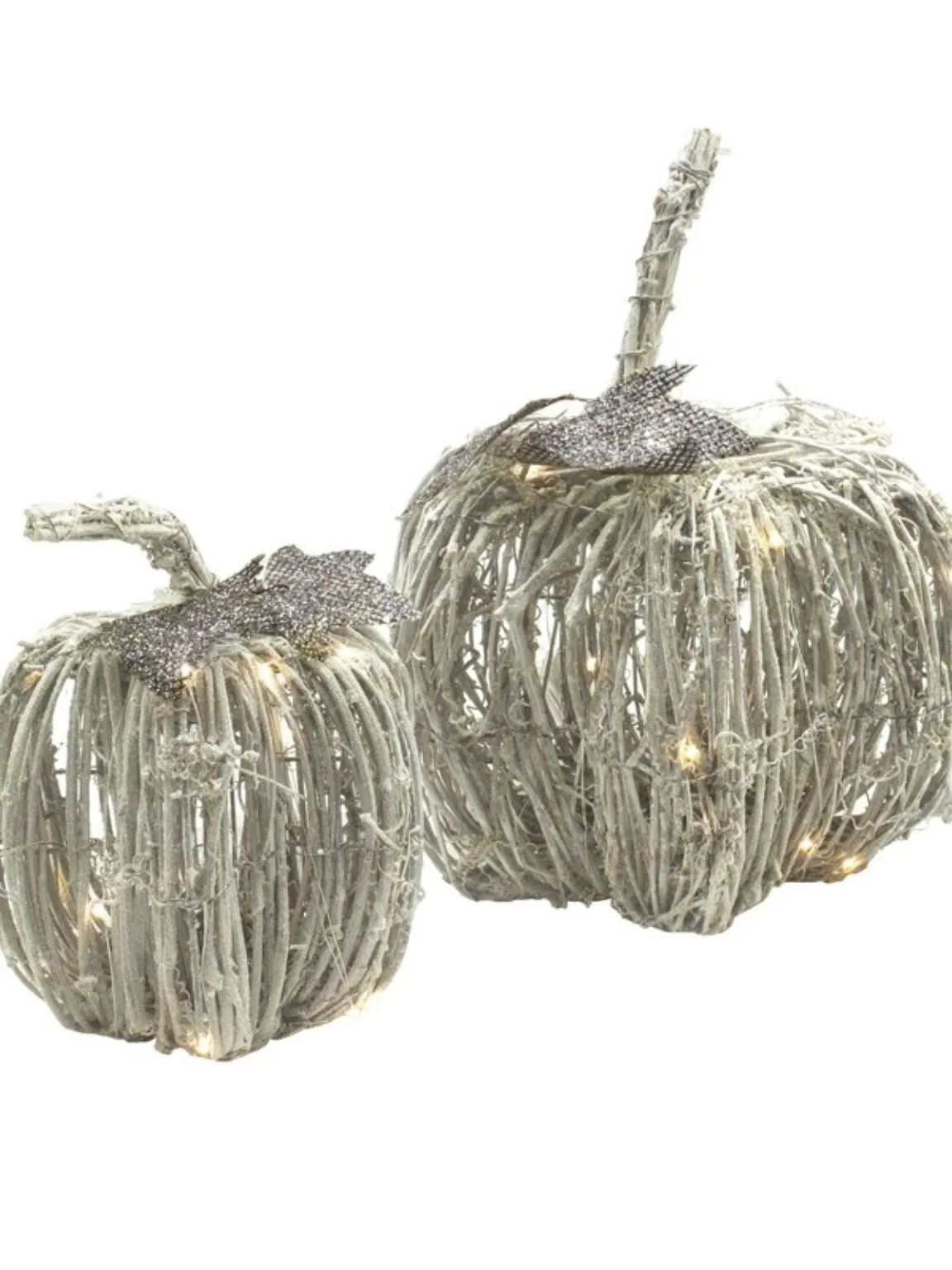 Grey Light Up Glitter Pumpkin