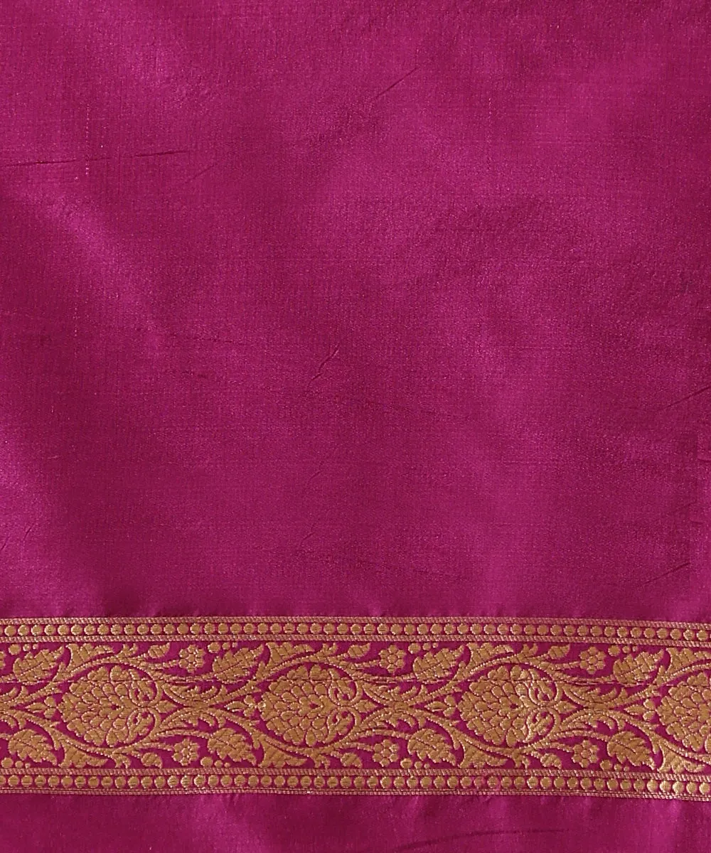 Handloom Purple Pure Katan Silk Banarasi Saree With Champagne Gold Zari Cutwork Floral Jaal