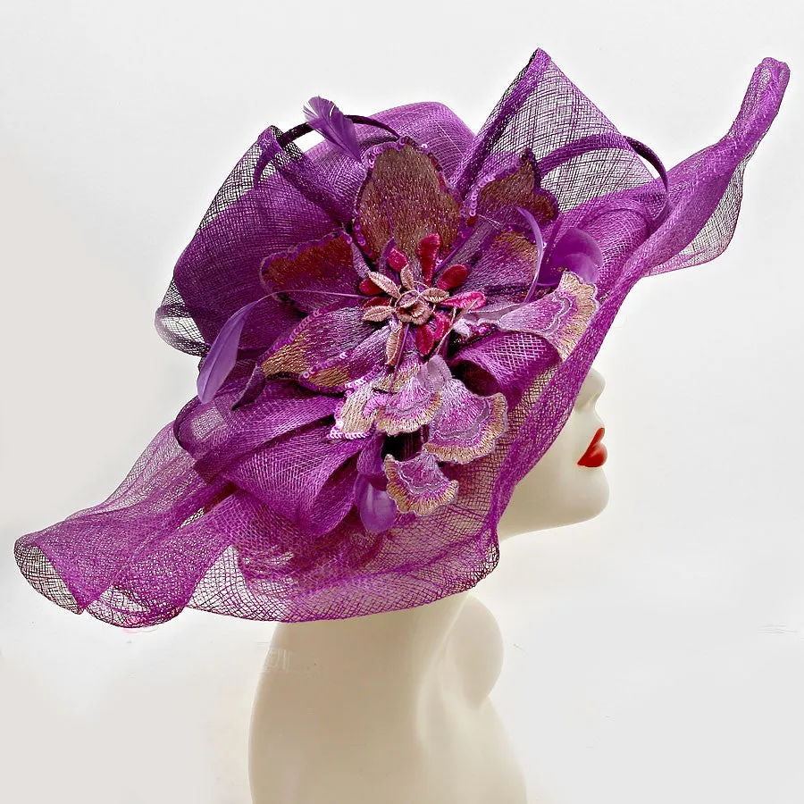 iLLASPARKZ Ribboned Wide Brim Sinamay Dressy Hat