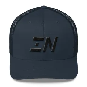 Indiana - Mesh Back Trucker Cap - Black Embroidery - IN - Many Hat Color Options Available