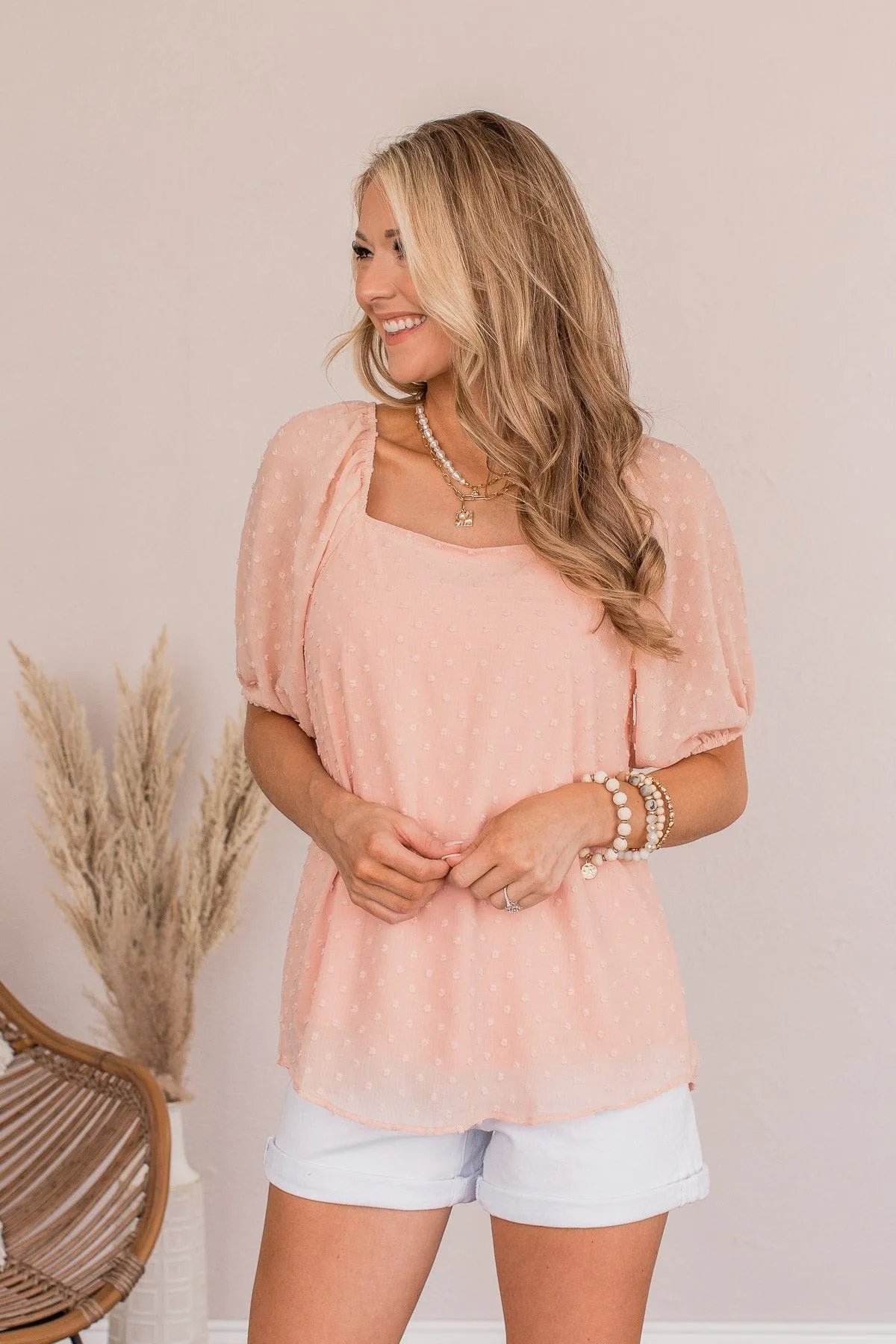 Joy In The Journey Off The Shoulder Blouse- Light Pink