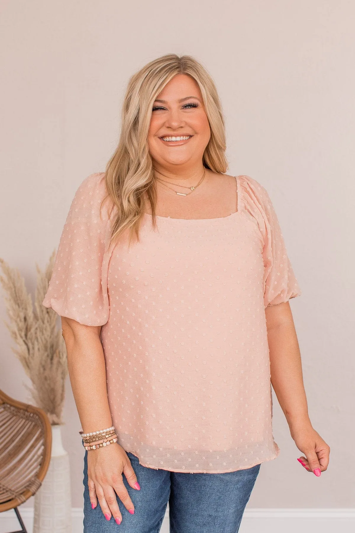 Joy In The Journey Off The Shoulder Blouse- Light Pink