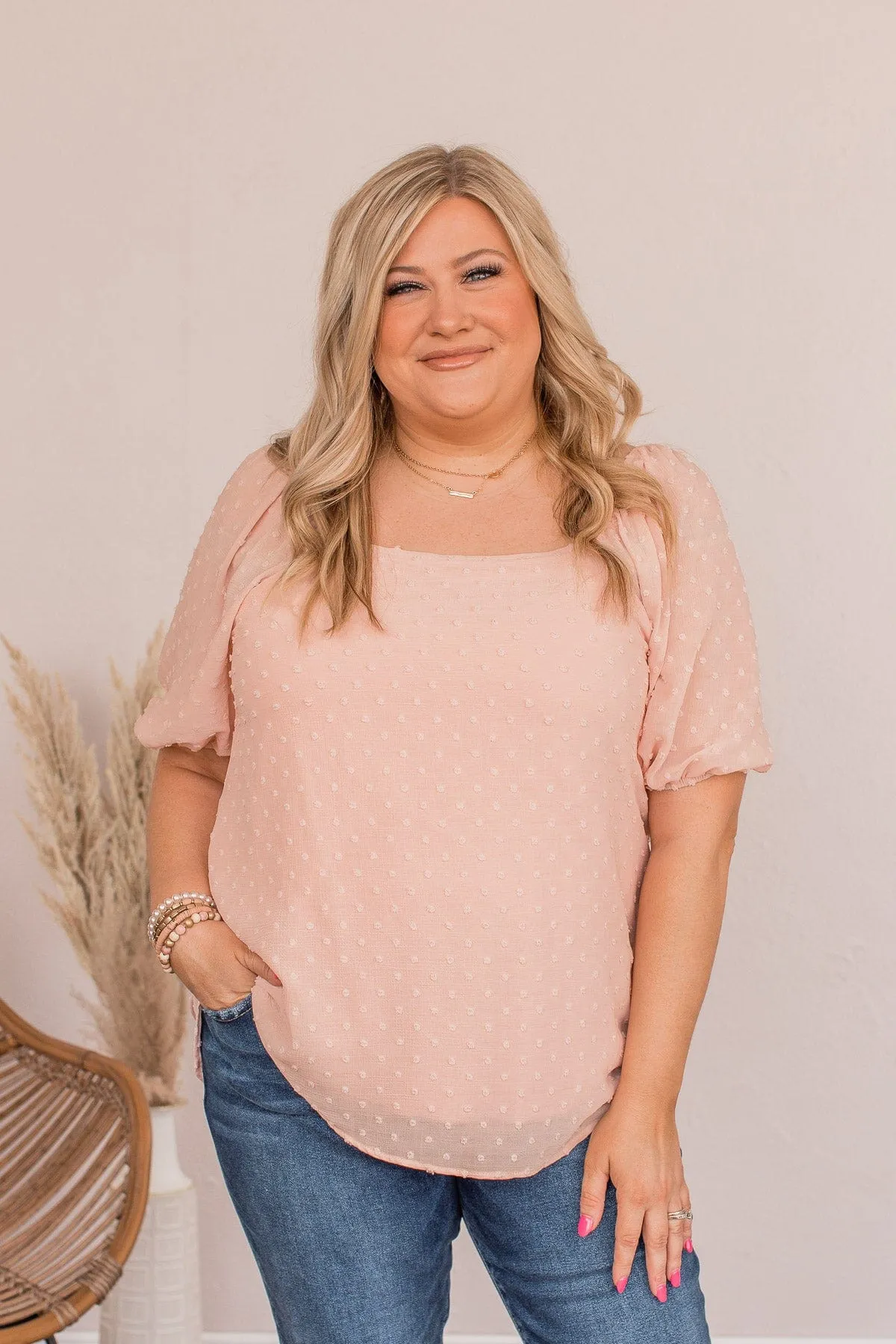 Joy In The Journey Off The Shoulder Blouse- Light Pink