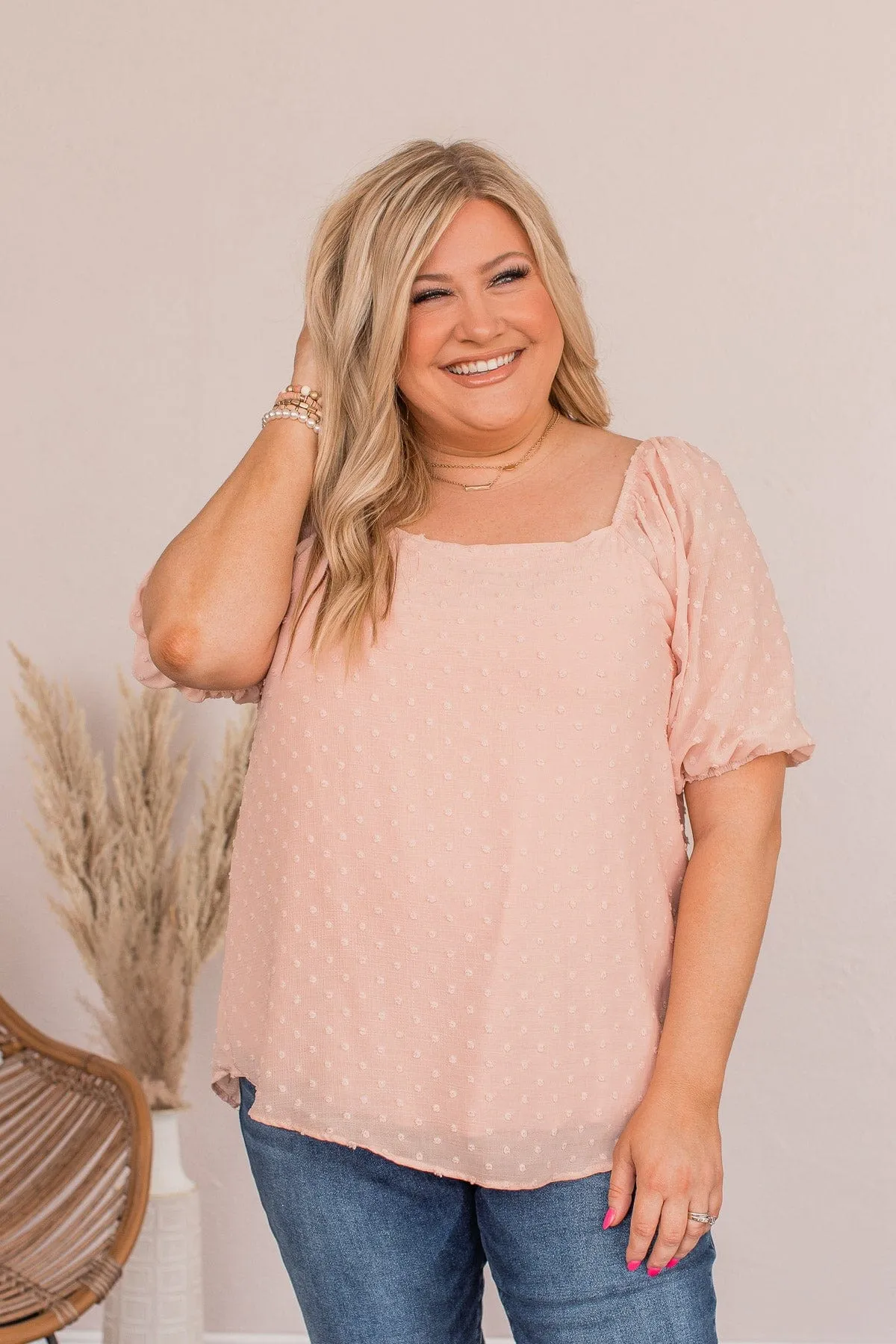 Joy In The Journey Off The Shoulder Blouse- Light Pink