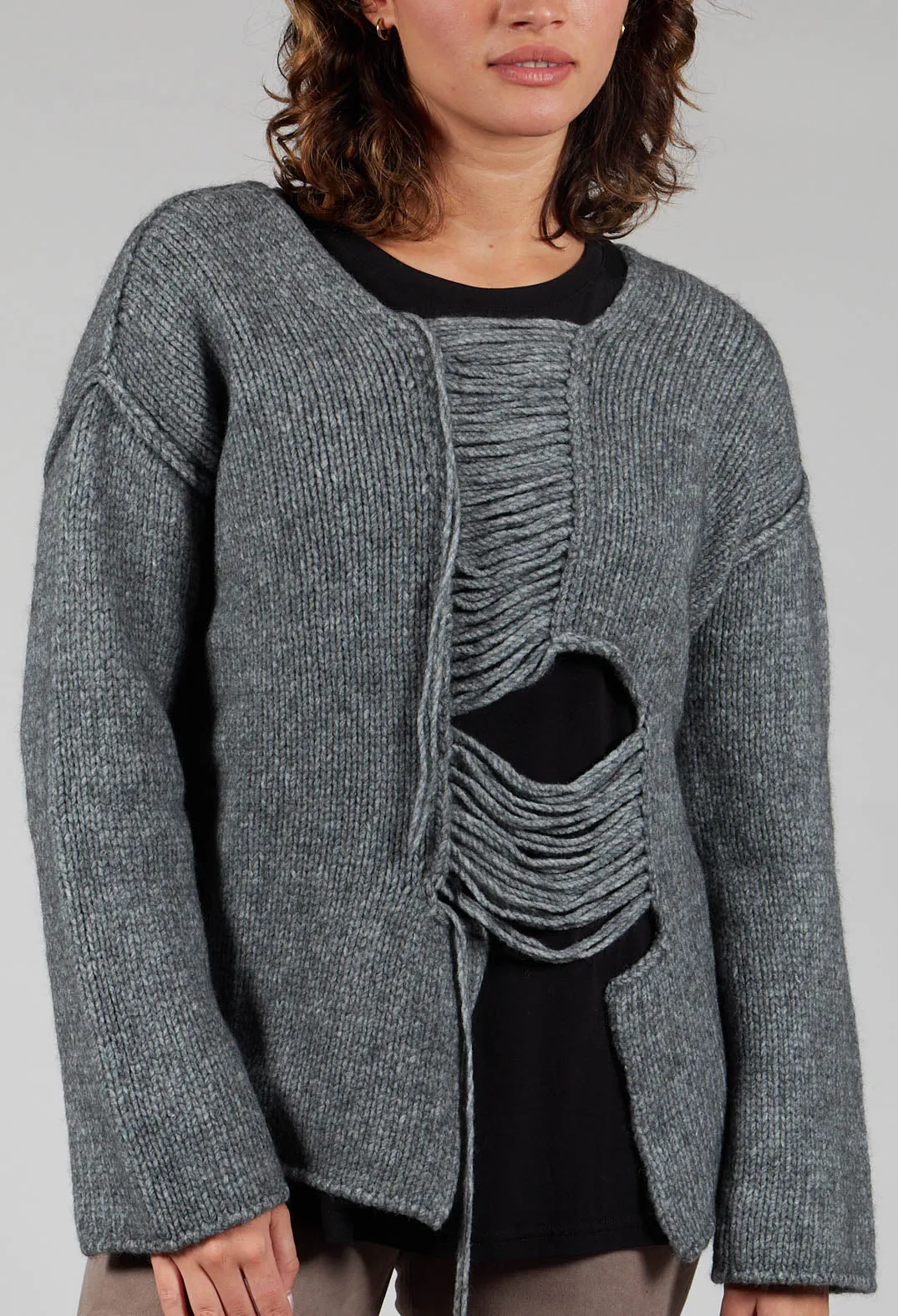 Ladder Feature Jumper in Grey