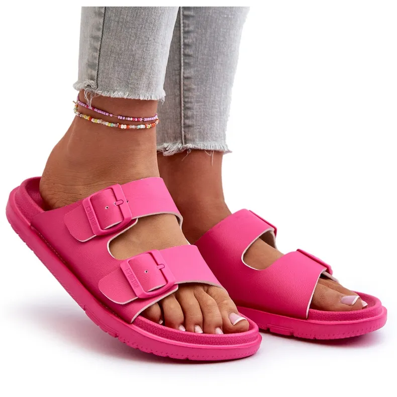 Lightweight Women's Foam Flip-Flops With Buckles Big Star NN274A754 Fuchsia pink