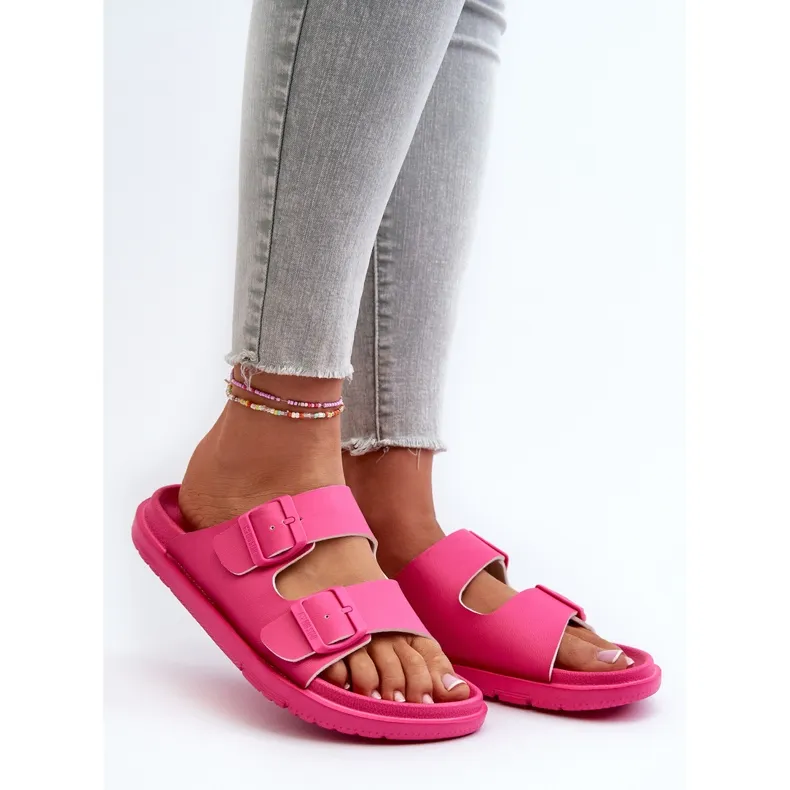 Lightweight Women's Foam Flip-Flops With Buckles Big Star NN274A754 Fuchsia pink