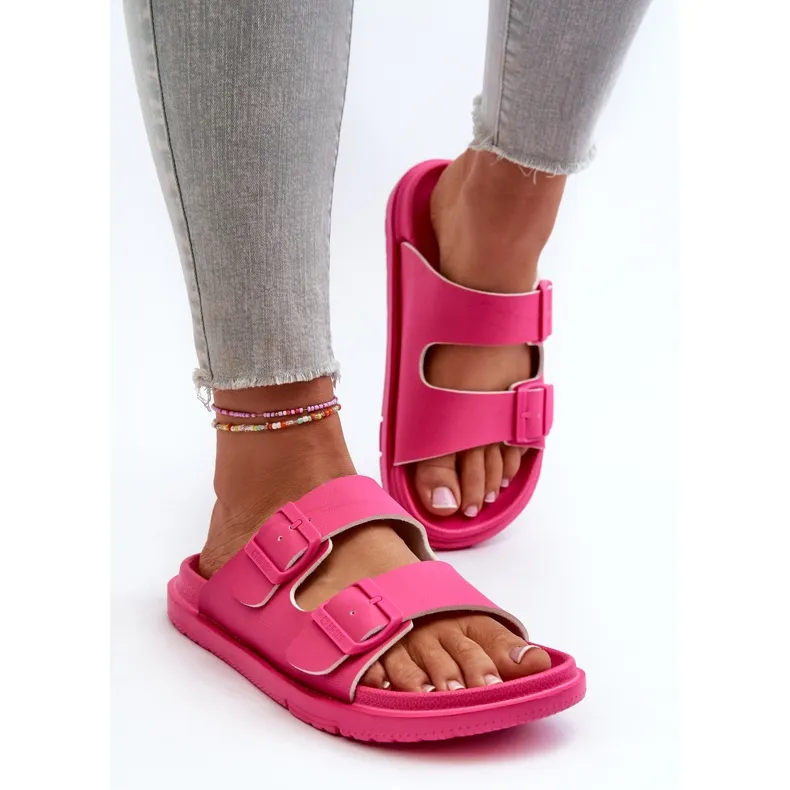 Lightweight Women's Foam Flip-Flops With Buckles Big Star NN274A754 Fuchsia pink