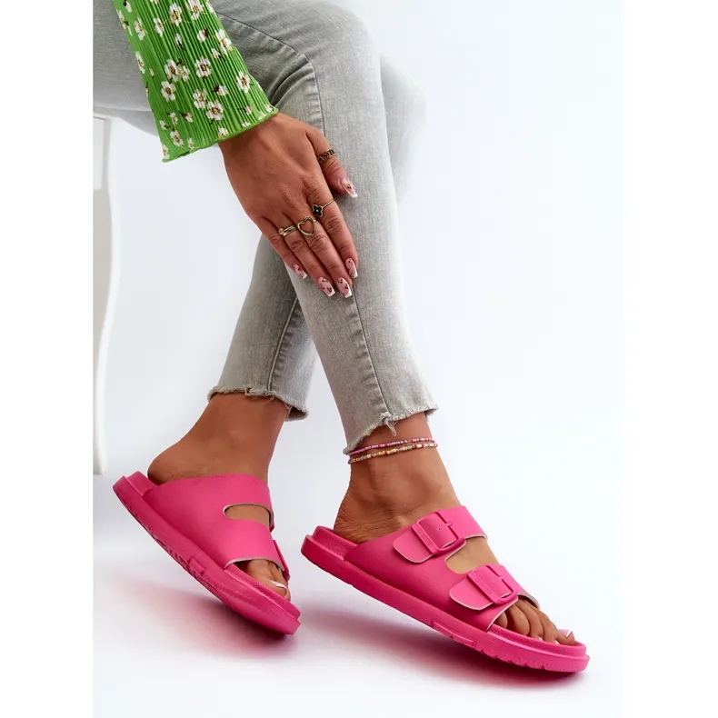 Lightweight Women's Foam Flip-Flops With Buckles Big Star NN274A754 Fuchsia pink