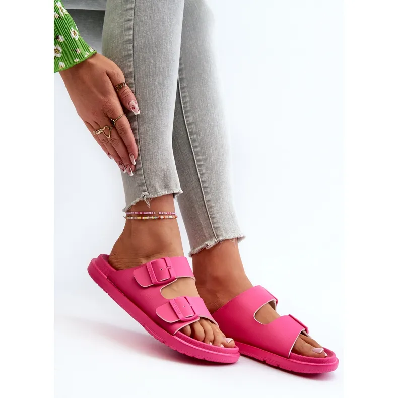 Lightweight Women's Foam Flip-Flops With Buckles Big Star NN274A754 Fuchsia pink