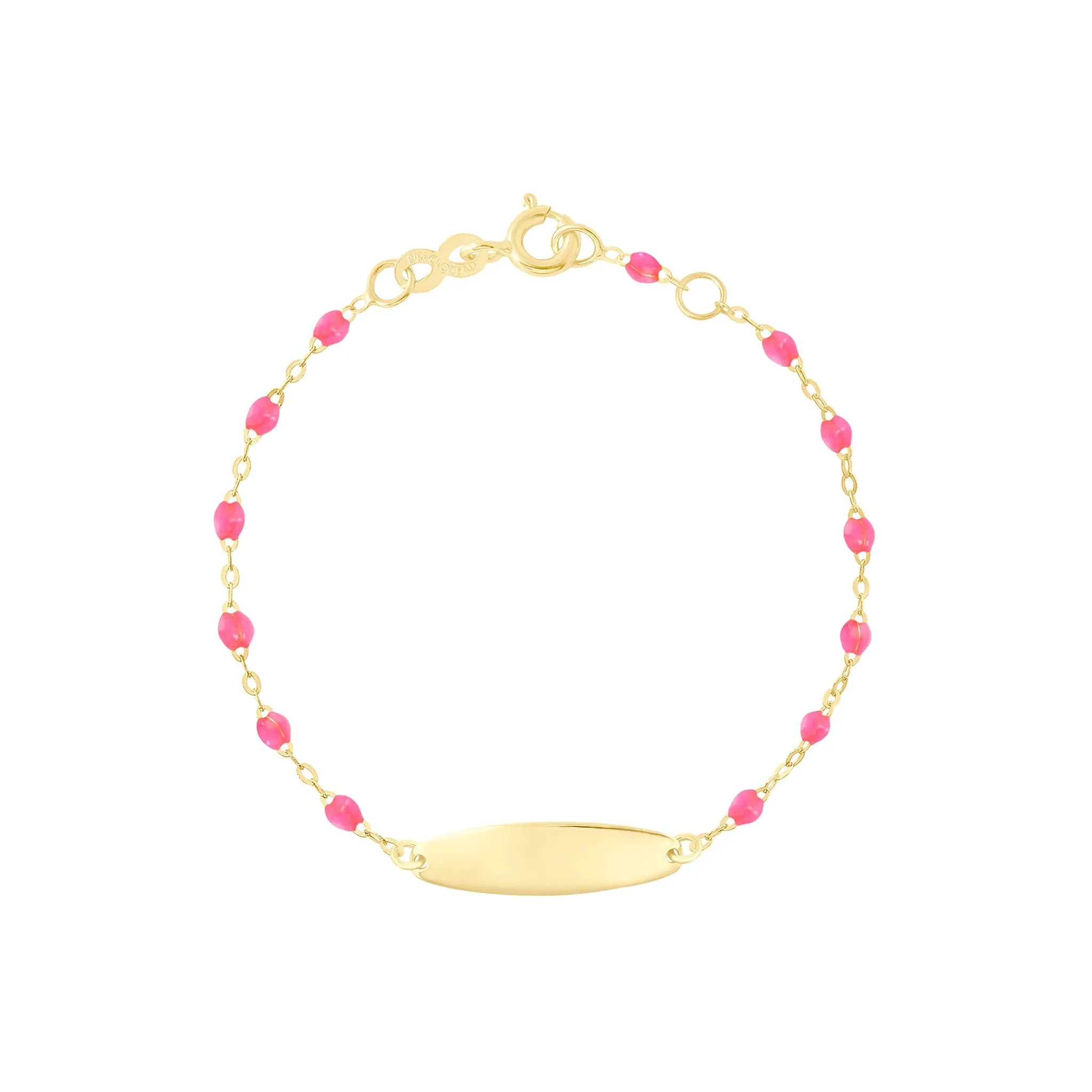 Little Gigi Pink bracelet, Oval plaque, Yellow Gold, 5.1