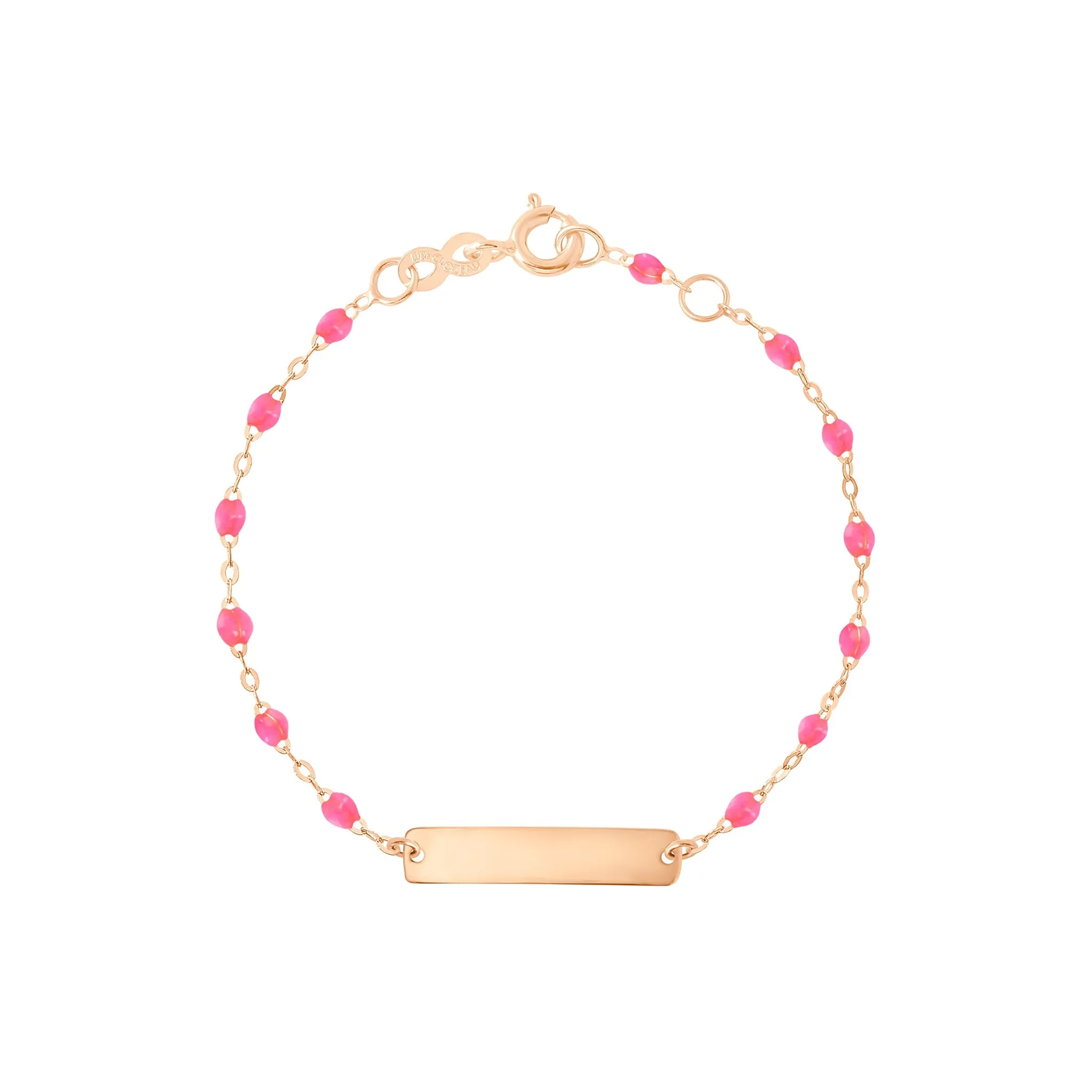 Little Gigi Pink bracelet, Rectangle plaque, Rose Gold, 5.9