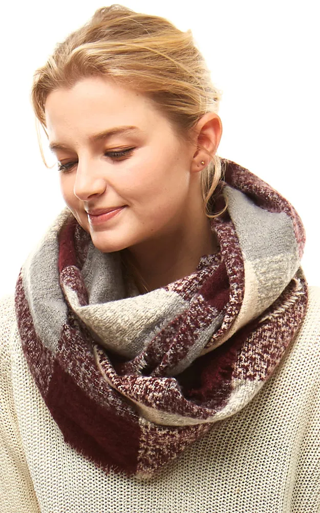 LOF905 Plaid Boucle Infinity Scarf