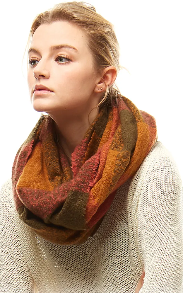 LOF905 Plaid Boucle Infinity Scarf