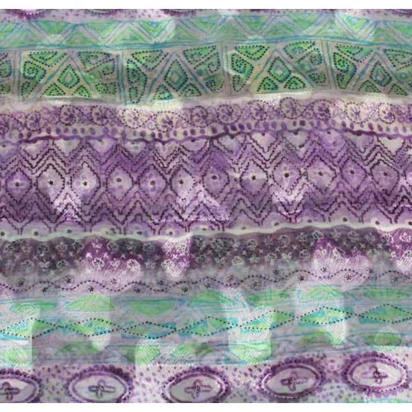 Long Scarf 60 x 13 Lavender/Turquoise Design