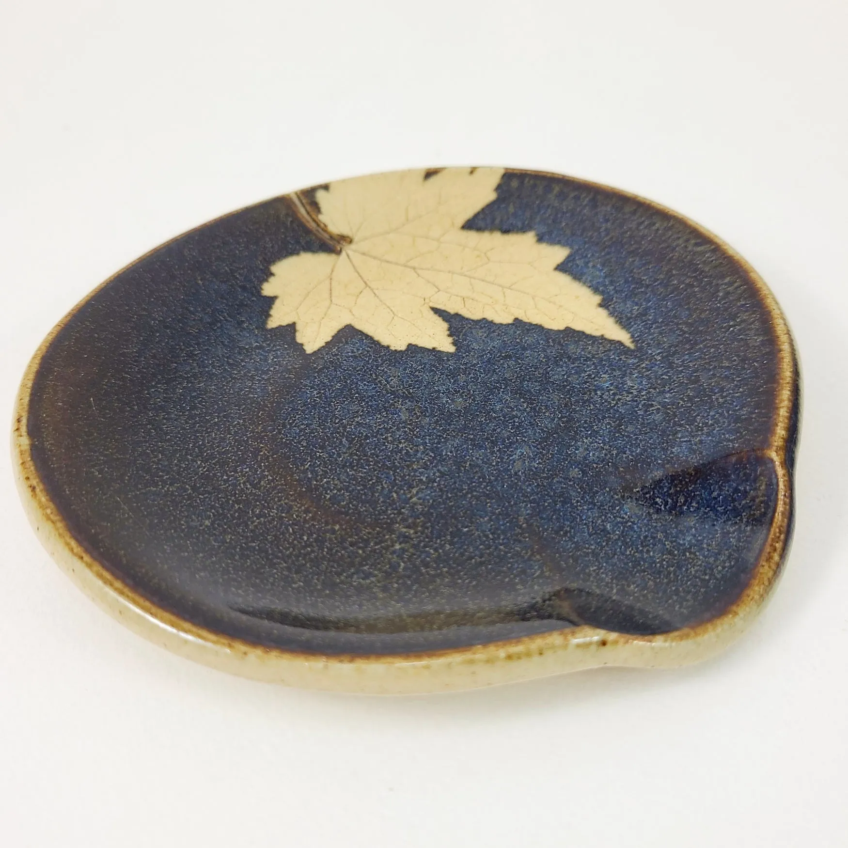 Maple Leaf Spoonrest in Dark Blue Glaze