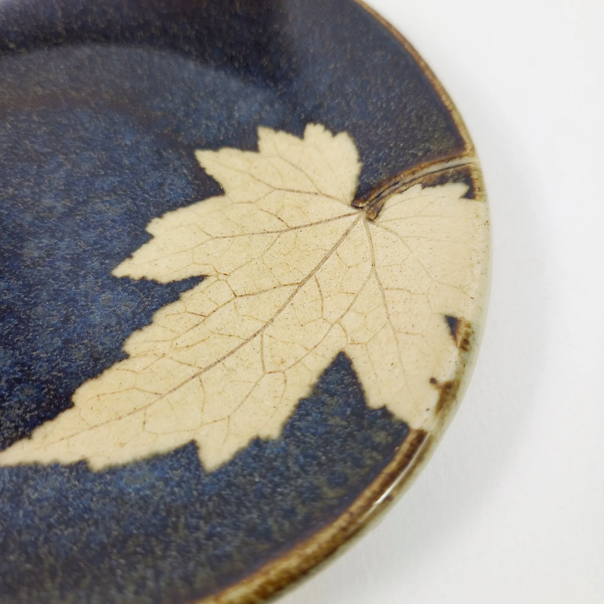 Maple Leaf Spoonrest in Dark Blue Glaze