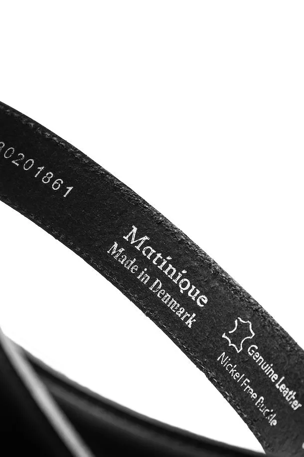 Matinique Frank Leather Belt With Formal Stitch In Black